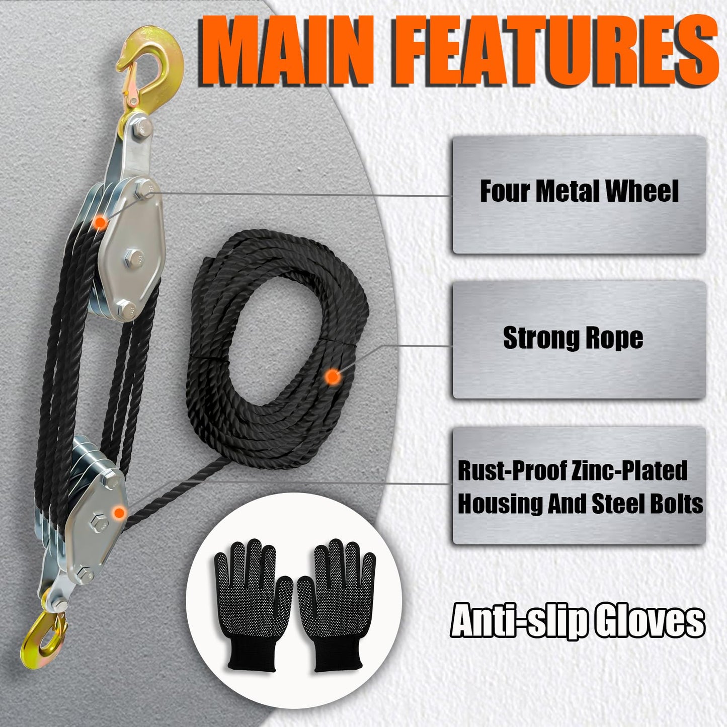 Hoist Pulley System 4 wheels