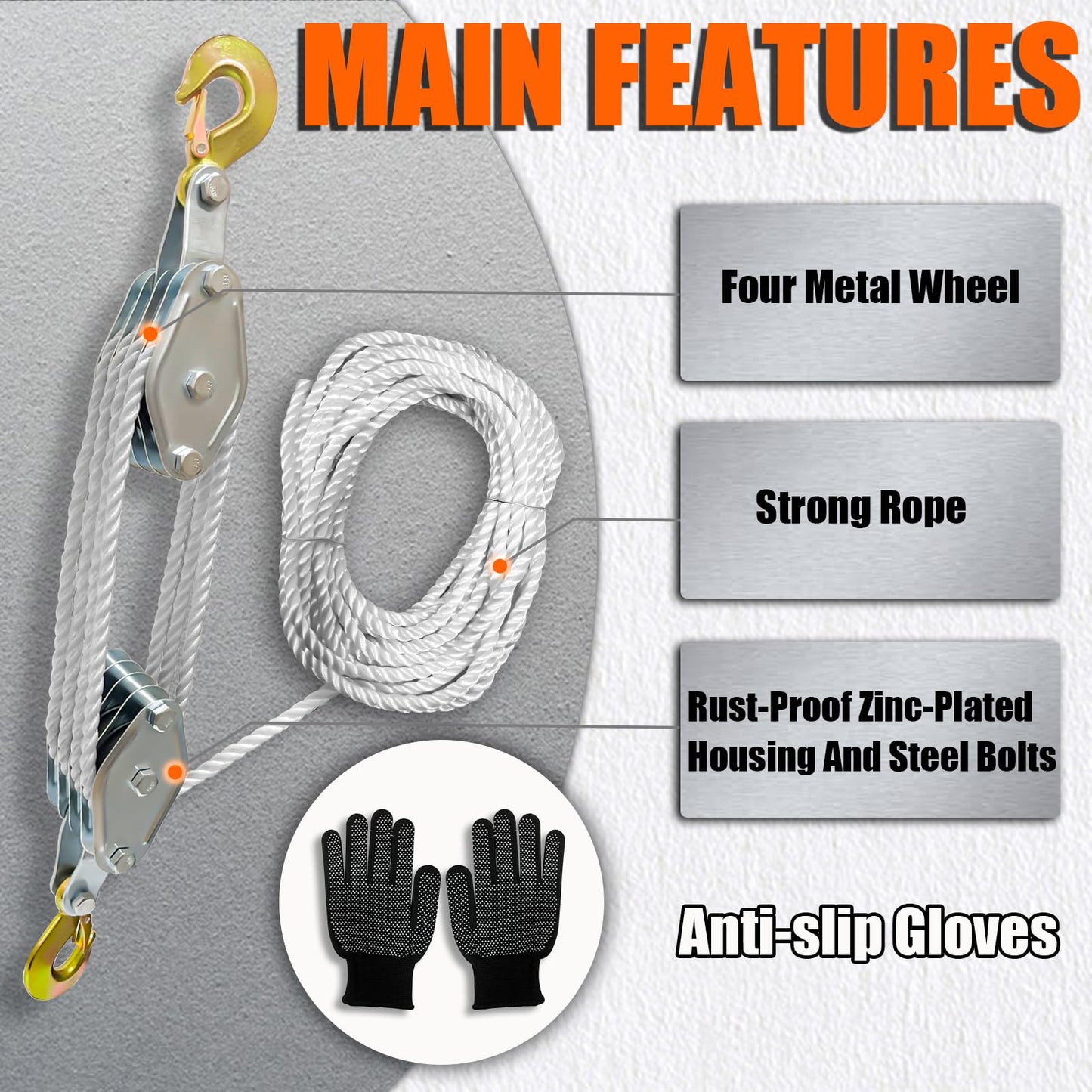 Hoist Pulley System 4 wheels