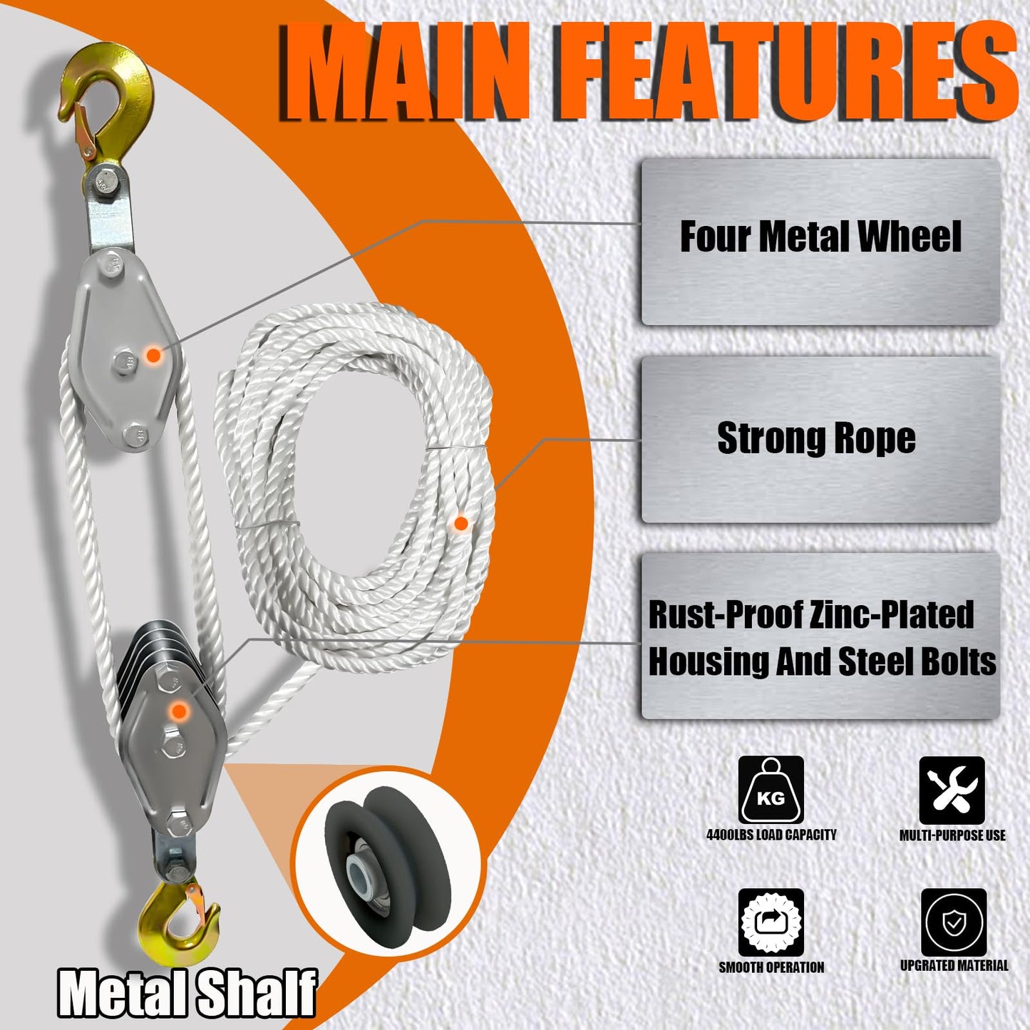 Hoist Pulley System 4 wheels