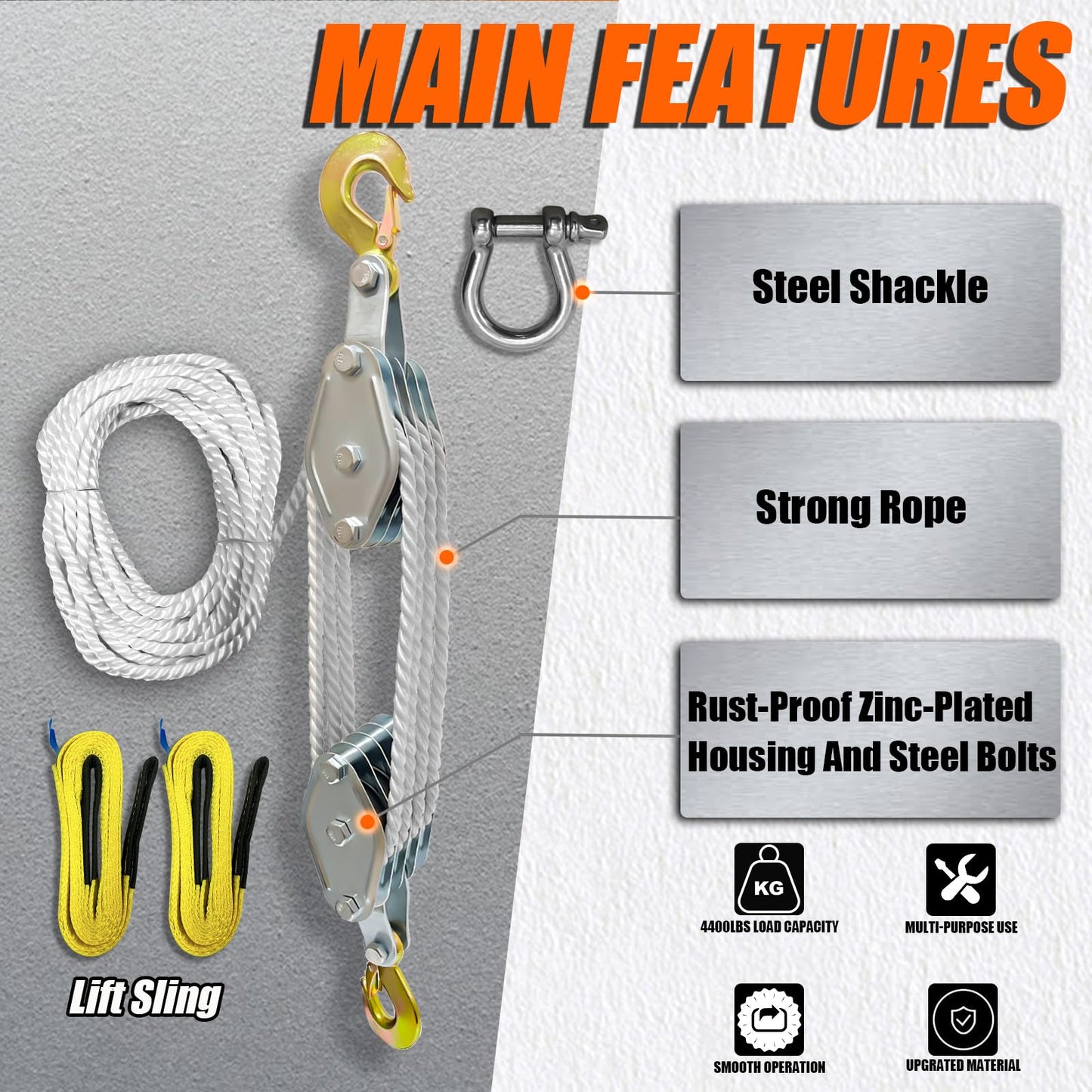 Hoist Pulley System 4 wheels