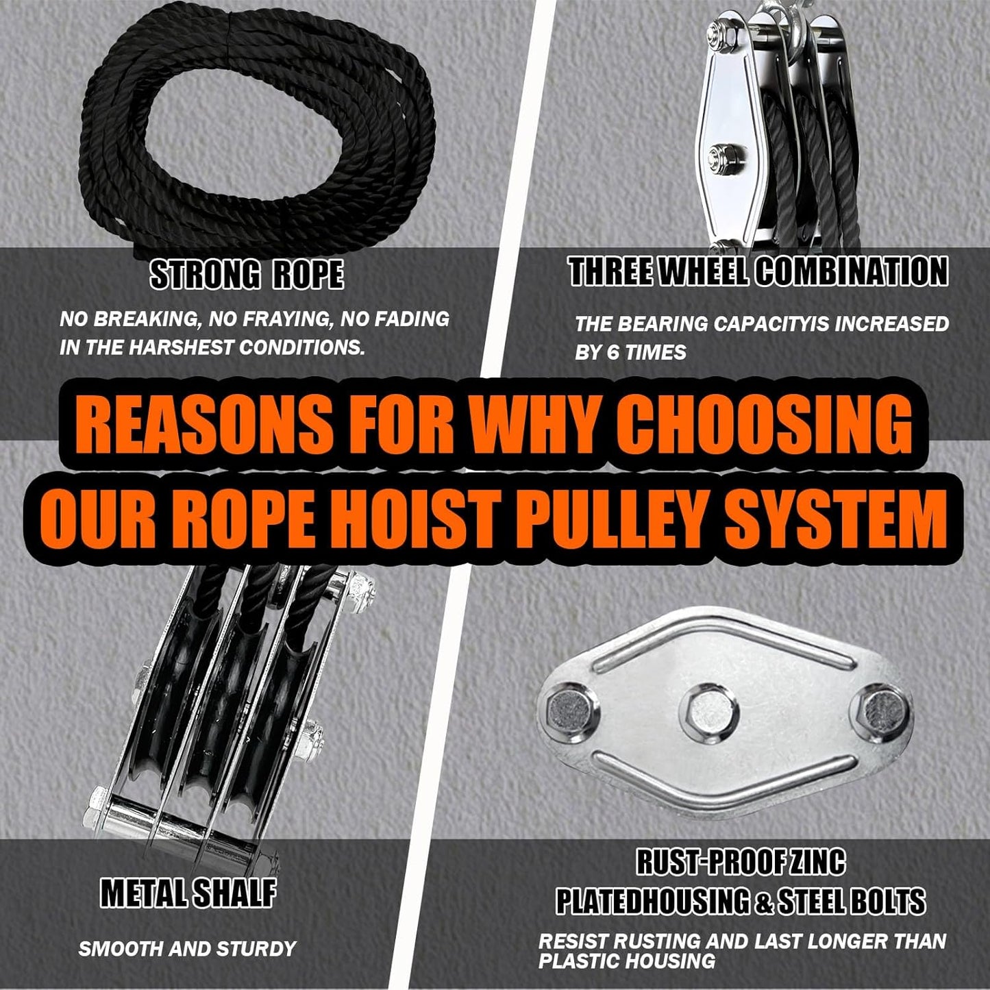 Hoist Pulley System 3 wheels