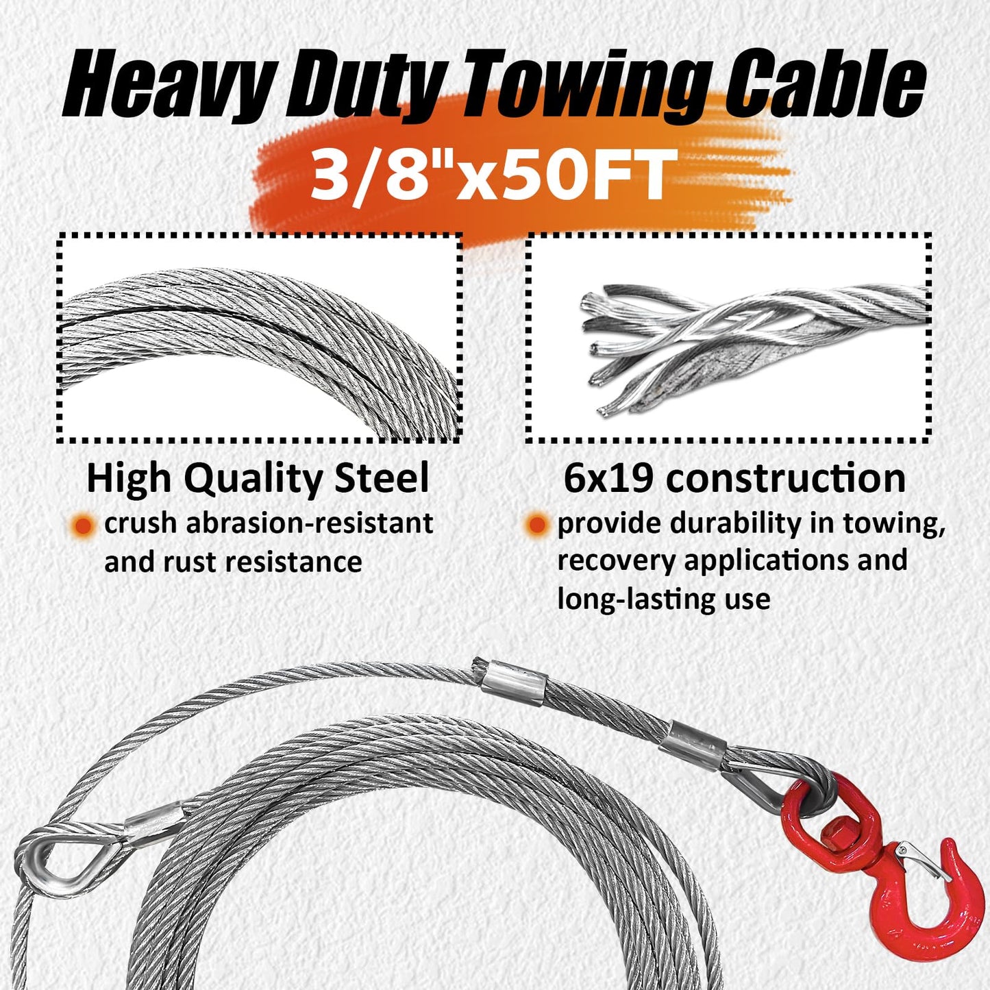 Steel Winch Cable 50FT