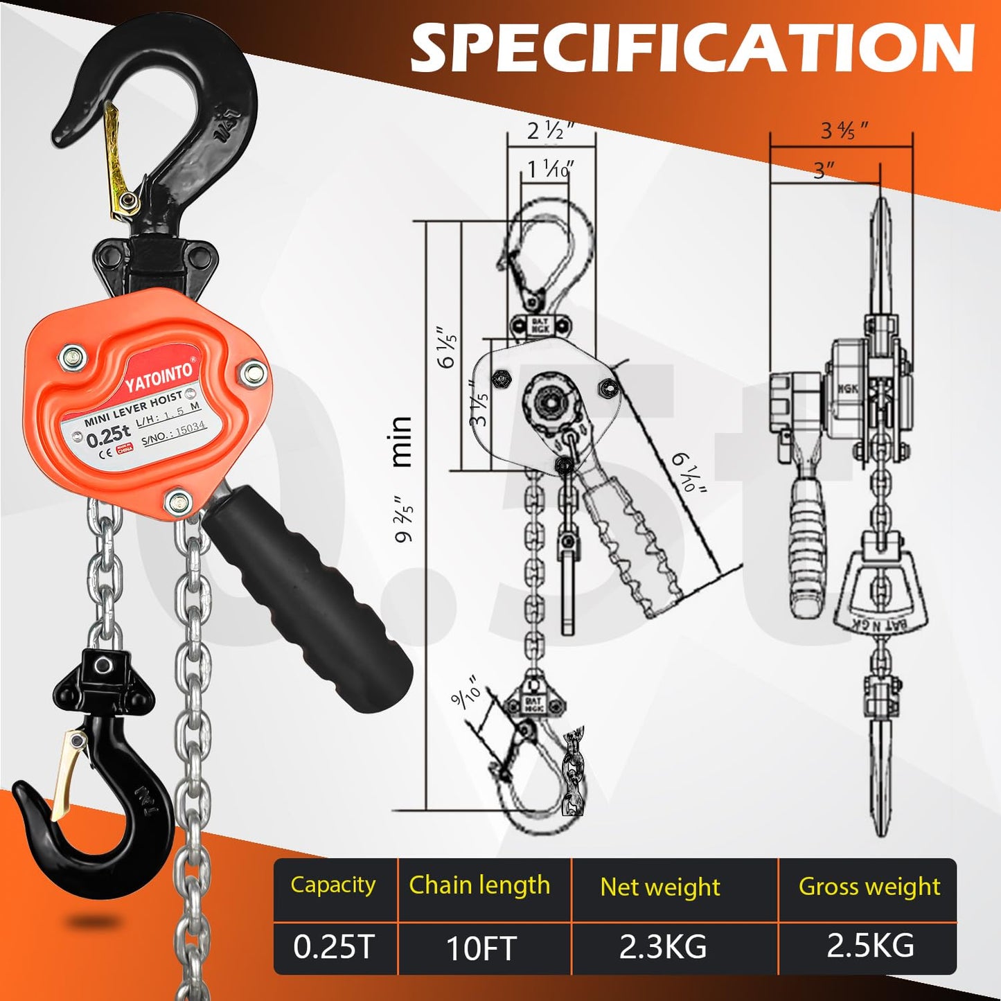 Mini Lever Block 0.25T 3M