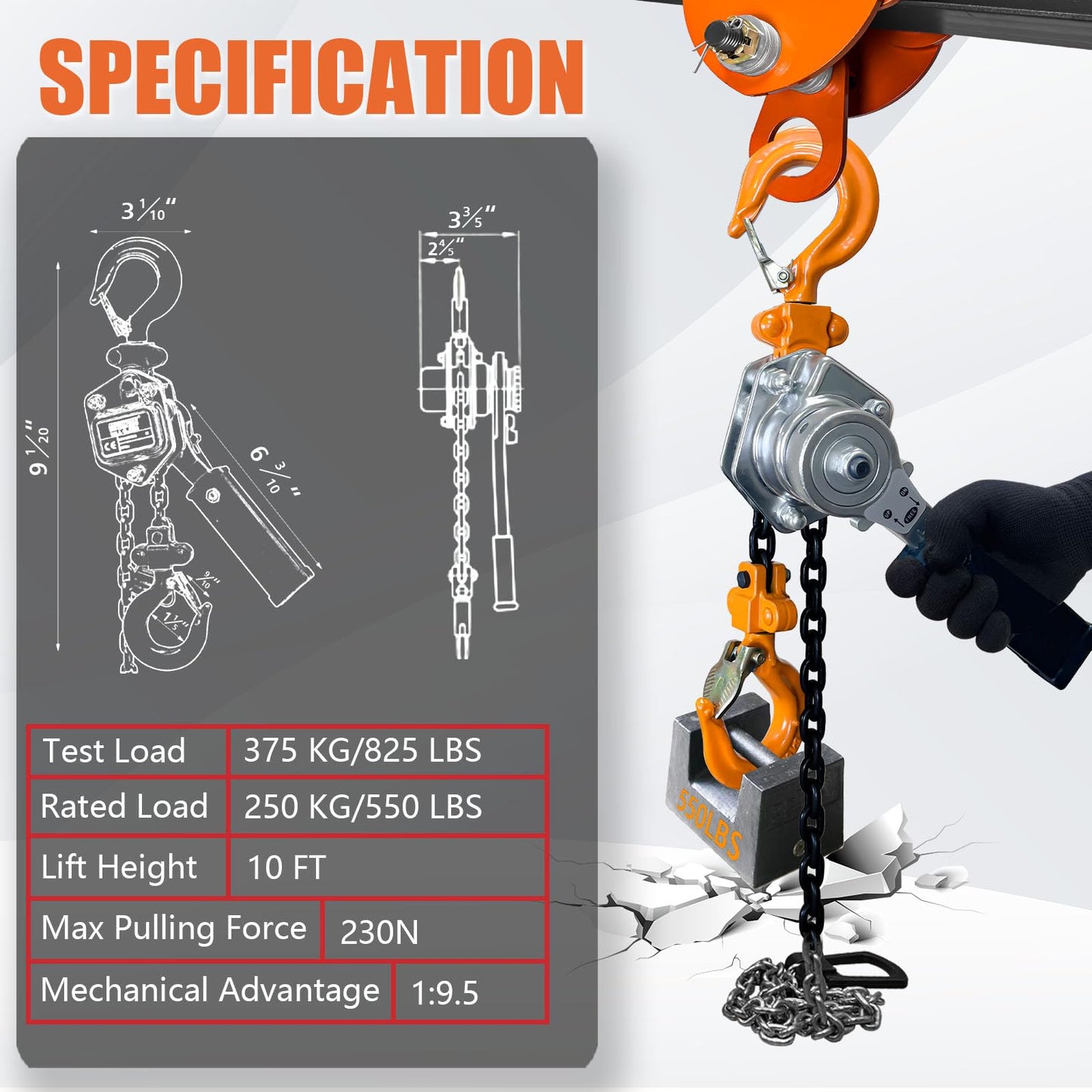 Mini Lever Chain Hoist 1/4 Ton